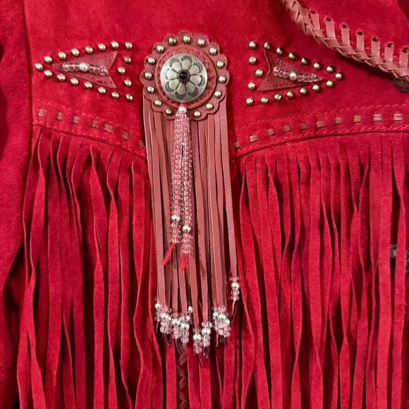 Scully Women's Vibrant Red Suede Fringe Jacket - Picture 3 of 6